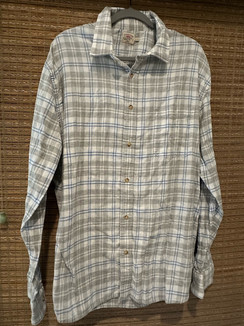 Faherty Light Blue and White Plaid Button-Down Shirt